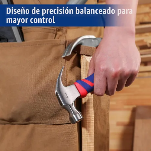 Vista 8 de WORKPRO Martillo de garra de 8 onzas con mango de fibra de vidrio, martillo multiusos con cabeza de acero endurecido forjado Forged Hardened Steel