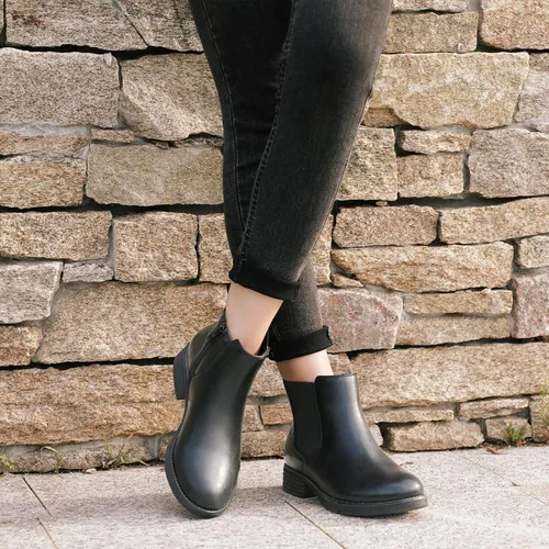 Vista 9 de Botas de tobillo para mujer con cremallera, botas Chelsea de moda, cómodas botas de tacón bajo