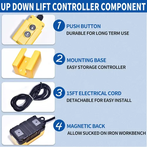 Vista 4 de ZCONIEY Interruptor de control remoto de 3 cables para remolque de descarga 12V para unidades de potencia de bombas hidráulicas de un solo efecto