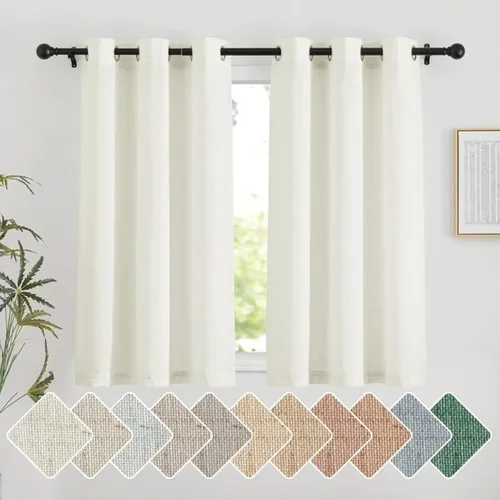 Vista 231 de NICETOWN - Cortinas de lino angora para ventana de cocina sobre el fregadero, con ojales, lino grueso angora, tratamientos cortos para ventanas