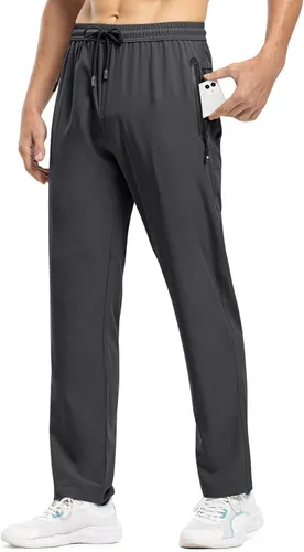 Vista 2 de TBMPOY Pantalones de viaje ligeros para hombre, atléticos, para deportes al aire libre, cintura elástica, resistentes al agua, 2 bolsillos