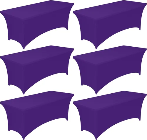 Vista 13 de Pureegg Mantel de Spandex de 6 pies - Paquete de 6, Cubierta de Mesa Ajustada y Elástica para Mesas Rectangulares, Tela Resistente a las Arrugas