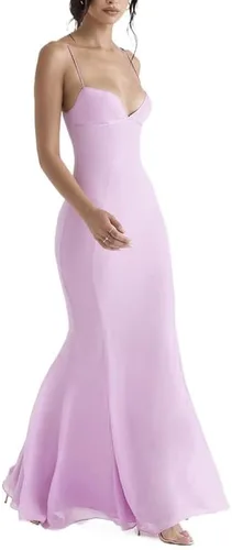 Vista 5 de Sastianaen Vestido largo sexy para mujer, sin mangas, recortado, sin espalda, con abertura hasta los muslos, vestido de fiesta