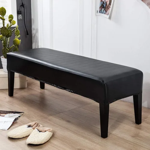 Vista 3 de Balana Fundas elásticas de piel sintética para banco de comedor, suaves, impermeables, a prueba de aceite, fundas extraíbles