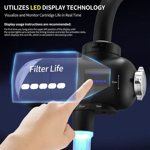 Vista 4 de HOMELODY Filtro de agua para grifo de fregadero 3.0 – Pantalla LED mejorada de 3000 – 4000 L, filtro de grifo de agua que reduce el plomo, cloro