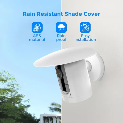 Vista 3 de Protector de lluvia solar para cámara de exterior con anillo y batería adherente I, cubierta protectora universal resistente a la intemperie