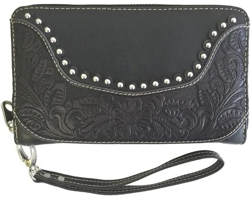 Vista 3 de Montana West Cartera de muñeca para mujer 2 en 1 de piel auténtica con cierre de cremallera