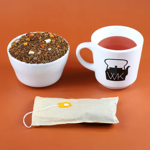 Vista 5 de The Whistling Kettle's Vanilla Zanahoria Cake Tea – Té Rooibos sin cafeína rico y sabroso con zanahoria, pasas y canela, 4 onzas (64 porciones)