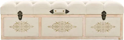 Vista 2 de Banco de almacenamiento de abeto de madera maciza crema para dormitorio, sala de estar, extremo de la cama, 43.3 x 11.8 x 15 pulgadas Estilo C