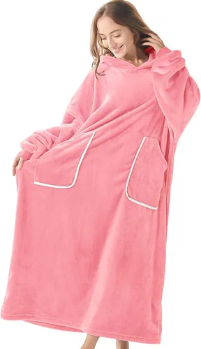 Vista 4 de BEDELITE Fleece Wearable Blanket Hoodie with Sleeves and Pocket, Long Oversized Blanket for Women Men&Teen,plush