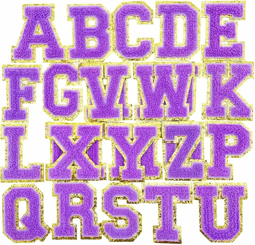 Vista 10 de Jongdari Letras termo-adhesivas de felpilla para ropa, parche del alfabeto con purpurina y adhesivo planchado, 26 unidades, color rosa
