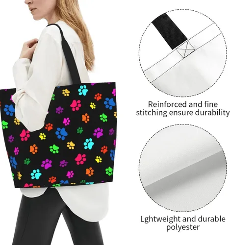 Vista 3 de Bolsa de mano para mujer, bolsa de playa grande, reutilizable, bolsa de comestibles, bolsa de hombro casual, bolsa de mano para compras, viajes