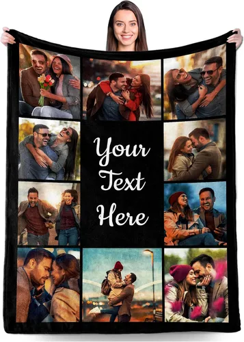 Vista 14 de Regalos personalizados para novio, novia, regalo personalizado para marido y esposa, mantas personalizadas con imágenes, manta de fotos