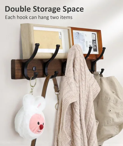 Vista 4 de Optish Perchero para colgar en la pared, ganchos de madera de 16.5 pulgadas, ganchos de pared para colgar, perchero para colgar sombreros, bolsos