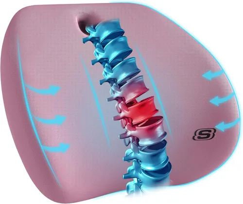 Vista 12 de Skechers Almohada de apoyo lumbar para silla de oficina, almohada lumbar de espuma viscoelástica, almohada lumbar para alivio del dolor de espalda