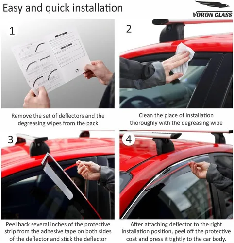 Vista 6 de Voron Glass - Cinta adhesiva de borde cromado, protectores de lluvia extra duraderos para Ford Edge 2015-2024, deflectores de ventana, viseras