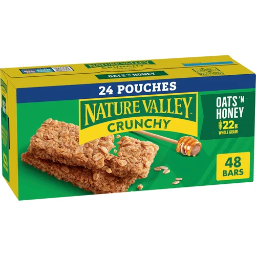 Vista 14 de Nature Valley Barras de granola crujientes, avena y miel, 12 unidades, 8.94 oz (6 bolsas) Avena integral con miel real, 0.78 oz de grano entero