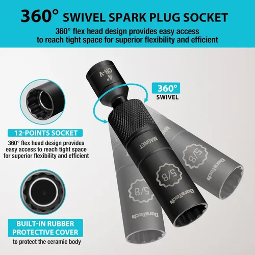 Vista 4 de DURATECH 5/8" Swivel Magnetic Spark Plug Socket with Enhanced Magnetic Head