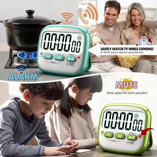 Vista 8 de Antonki Paquete de 2 temporizadores de aula para niños y profesores, temporizador digital de cocina magnético de cuenta regresiva para cocinar