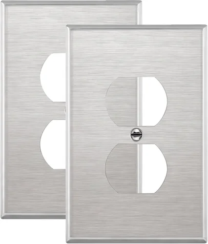 Vista 15 de ENERLITES Placa de pared de metal para receptáculo dúplex, acero inoxidable, tapa de tomacorriente, resistente a la corrosión, tamaño estándar