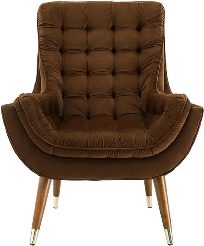 Vista 4 de Modway EEI-3001-BRN - Silla de salón tapizada de terciopelo con botones, color marrón