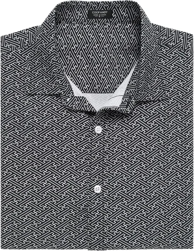 Vista 6 de COOFANDY Camisas de vestir para hombre, sin arrugas, manga corta, casual, con botones