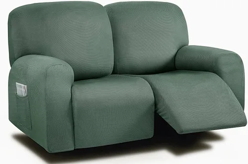 Vista 57 de ULTICOR Fundas para sofá reclinable de 8 piezas, fundas elásticas con hilo teñido para sofá reclinable de 3 cojines, gruesas, suaves y lavables Gris