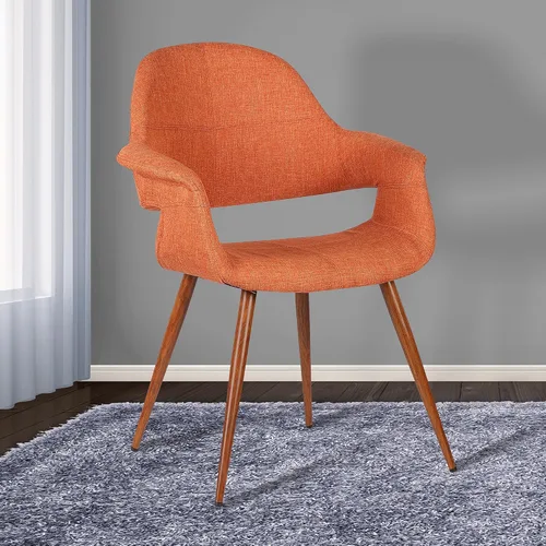 Vista 2 de Armen Living Silla de comedor Phoebe en tela naranja y acabado de madera de nogal