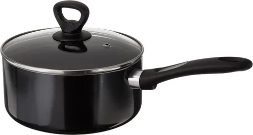 Vista 2 de Mirro A7972484 Get A Grip - Cacerola antiadherente de aluminio de 3 cuartos con tapa de vidrio, utensilios de cocina, color negro