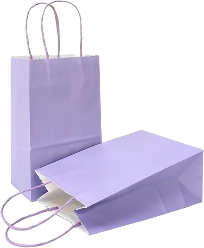 Vista 46 de AZOWA Bolsas de regalo de color azul claro, mini bolsas de papel kraft con asas para recuerdos de fiesta (4 x 2.4 x 6 pulgadas, azul, 12 unidades)