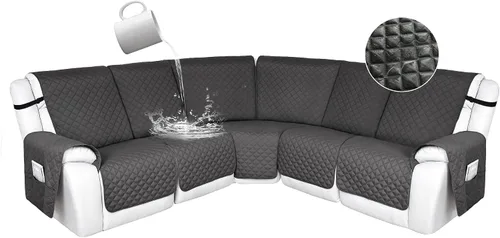 Vista 41 de HDCAXKJ Fundas de sofá seccional reclinable 100% impermeable, forma de L, funda de sofá reclinable lavable acolchada suave para mascotas, perro