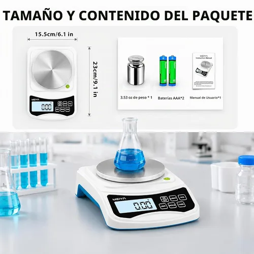 Vista 4 de MEIYA Báscula digital de laboratorio, balanza de 35.27 oz por 0.0004 oz