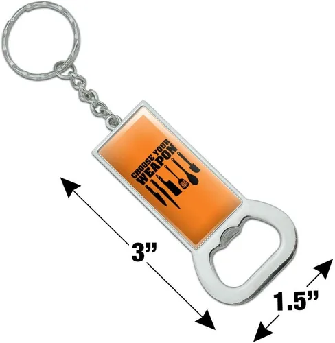Vista 3 de Elige tu arma Chef Baker cocina herramientas cuchillo espátula rectangular Metal chapado en cromo tapón de la botella abridor Llavero