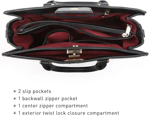 Vista 5 de Dasein Bolsos de Mano para Mujeres Carteras Bolsos de Trabajo para Damas Cartera Satchel Tote con Asa Superior Bolsos de Hombro con Clutch a Juego