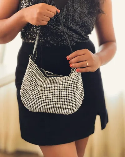 Vista 5 de Montana West Bolsa de lentejuelas brillantes para fiesta de noche, bolsa de diamantes de imitación, bolso de mano cruzado para mujer