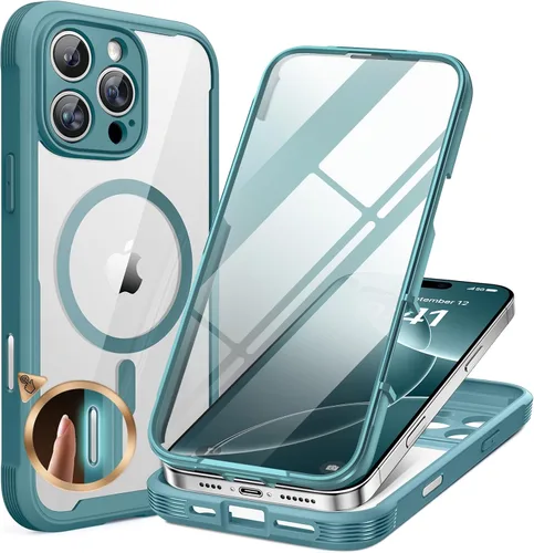 Vista 66 de Miracase - Funda magnética para iPhone 13 Pro Max de 6.7 pulgadas (compatible con MagSafe), transparente, completo, protector de pantalla de vidrio