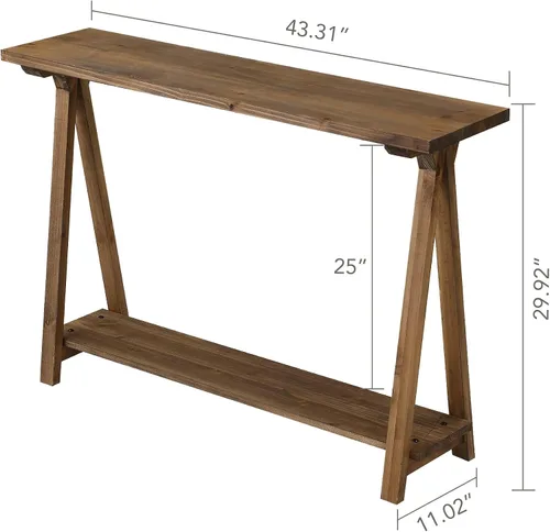 Vista 2 de HOKYHOKY Mesas de consola de madera maciza - Mesa rústica de granja de 110 cm de pino para pasillo, mesas de vestíbulo para sala de estar, mesa