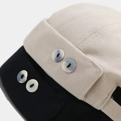 Vista 4 de Sombrero unisex de algodón elegante sin ala con hebilla ajustable Sailor Hip-Hop sin ala Skullcaps