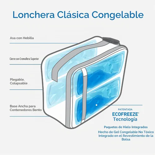 Vista 3 de PackIt Lonchera clásica congelable, color rosa cielo unicornio, fabricada con tecnología EcoFreeze, plegable, reutilizable, cierre de cremallera