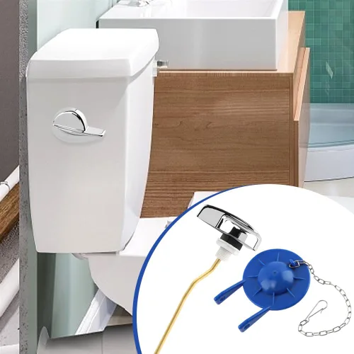 Vista 7 de Kit universal de repuesto para mango de inodoro con aleta universal de 2 pulgadas, cadenas de acero inoxidable, palanca de viaje de inodoro