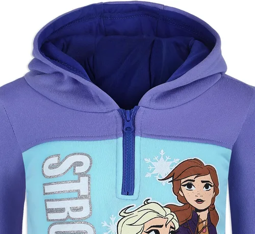Vista 4 de DISNEY Frozen Girls Half Zip Up Hoodie for Toddler and Little Kids - Purple