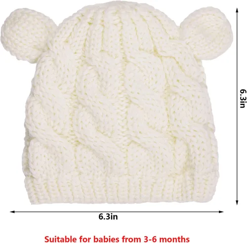 Vista 2 de Juego de 2 gorros de invierno para recién nacidos, guantes para bebés, niñas y niños pequeños, cálidos sombreros de punto, guantes de otoño