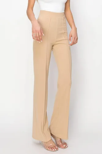 Vista 2 de Sheismine Pantalones casuales de cintura alta para mujer con pierna ancha