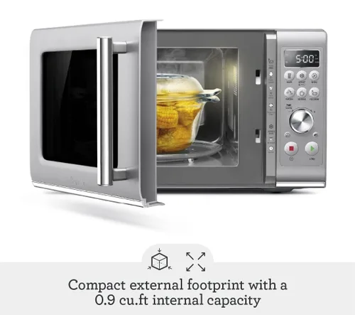 Vista 5 de [Usado] Breville BMO650SIL - Horno microondas de cierre suave compacto, color plateado Precisely reheat, defrost and cook food Soft close door