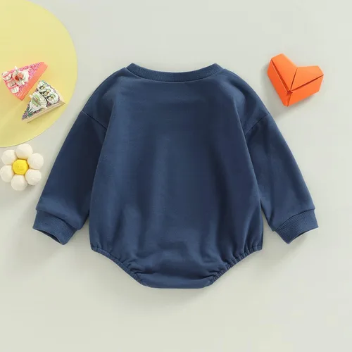 Vista 4 de Enterizo de manga larga con estampado de letras para bebés, niñas y niños