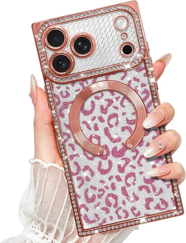 Vista 29 de Fiyart Diseñado para iPhone 16 Pro Max, Funda Compatible con MagSafe, Estampado de Guepardo, Placa de Protección de Cámara, Magnético, Brillante