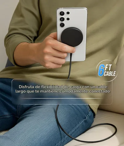 Vista 2 de Cargador magnético para Samsung, carga inalámbrica rápida para Galaxy S26 Ultra, S25 S24 Plus y dispositivos Android - USB tipo C (6 pies)