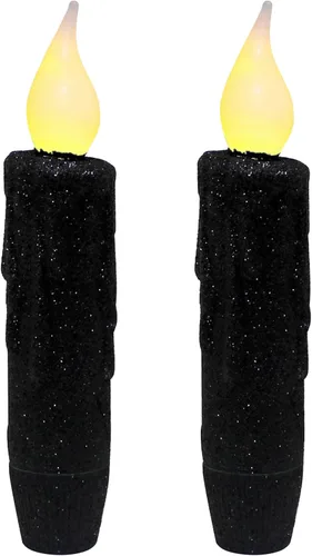 Vista 11 de CVHOMEDECO. Velas LED sin llama con purpurina parpadeantes que funcionan con pilas, con temporizador para el hogar, boda, Halloween, decoración