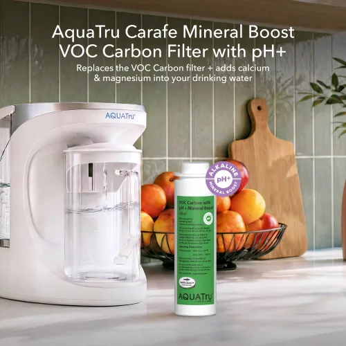 Vista 2 de Filtro de reemplazo de VOC AquaTru con refuerzo mineral pH+ para la jarra AquaTru Alcalino