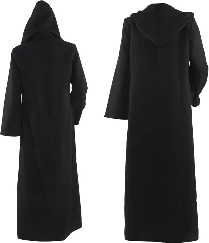 Vista 2 de Disfraz de Halloween de Allten, para Hombres Negro Túnica con capucha albornoz, manto, M, Multi